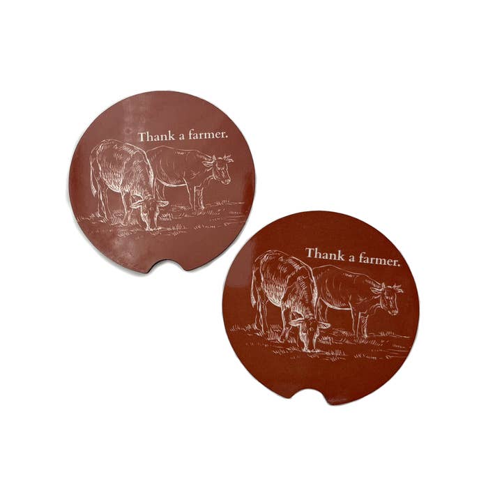 Ensemble de 2 sous-verres pour voiture à motif vache pour la vente par Sage & Soil