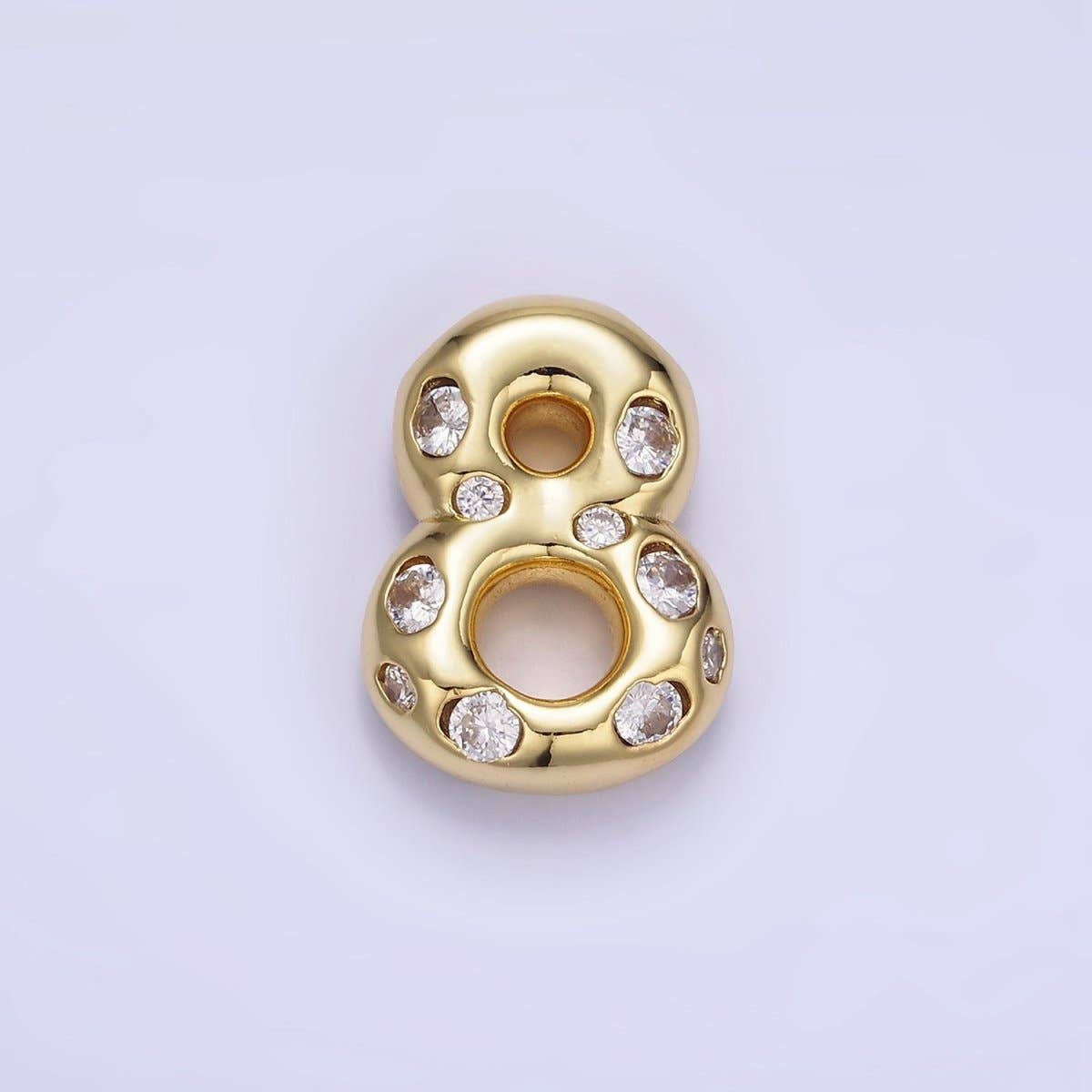 Aim Eternal - Wholesale Individual Charm/Pendant - 14K Gold Filled 20mm Clear CZ Chubby Balloon Number Numerical Pendant | AG775 - AG7798