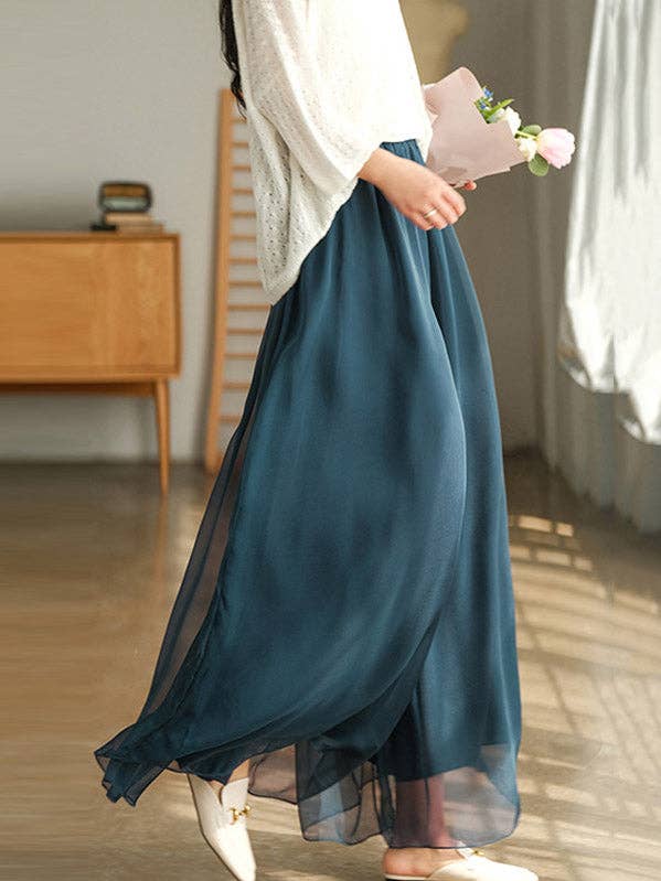Casual Solid Color Chiffon Column Wide Leg Pants&Skirt for wholesale by StyleGalX