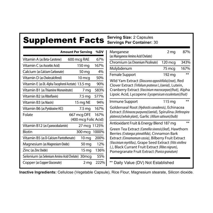 White bottle cap Femvital Multivitamin for Women (60 Capsules) for wholesale on Faire5