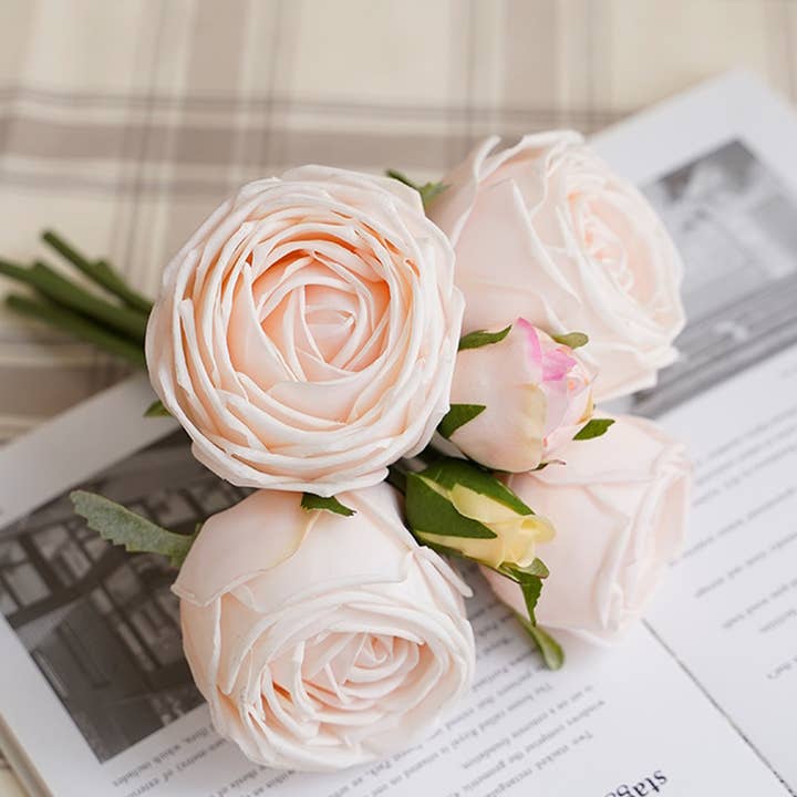Angel Isabella - Wholesale Artificial Flowers - 6-stem bundle-Real Touch rose bouquet