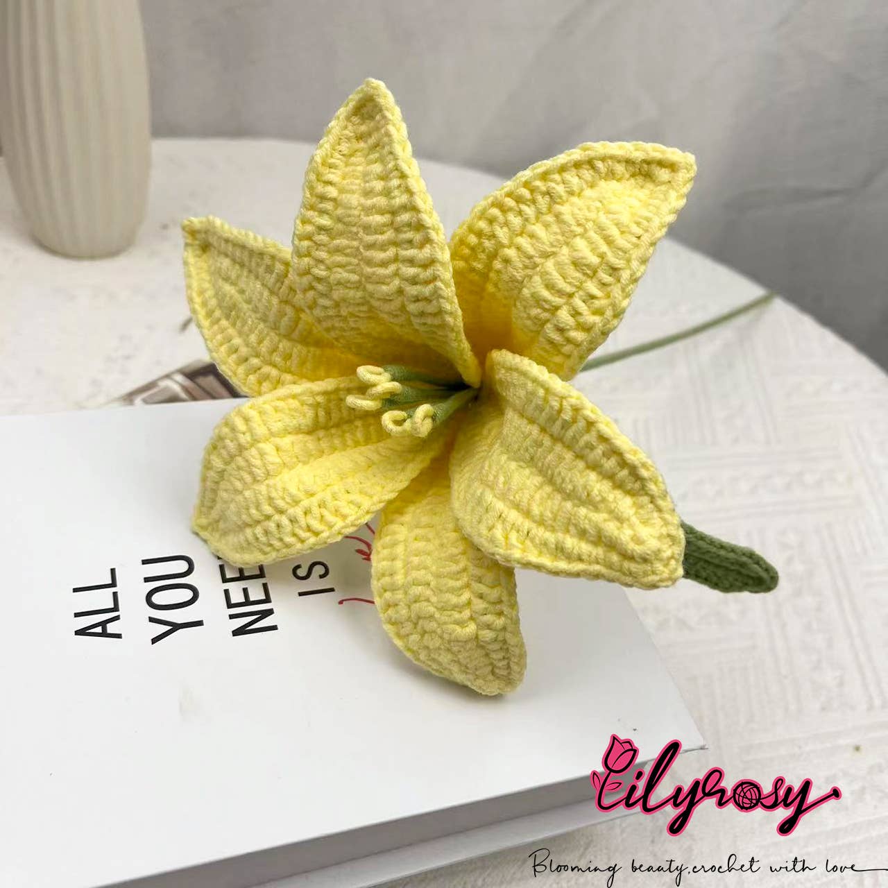 Lilyrosy（Duty free) - Vendita all'ingrosso Fiori finti - Fiori di giglio all’uncinetto Lilyrosy, regali fatti a mano4