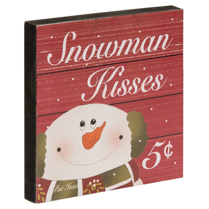 The Hearthside Collection - Wholesale Decorative Tabletop Object - Snowman Kisses Decorative Tabletop Blocks, 3 Assorted