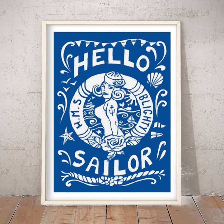 Stampa artistica Hello Sailor di Port and Lemon per la vendita all'ingrosso da parte di Port and Lemon