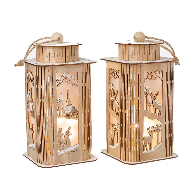Heaven Sends – wholesale Lantern – MIX OF 2 WOODEN LED CUT OUT LANTERNS0