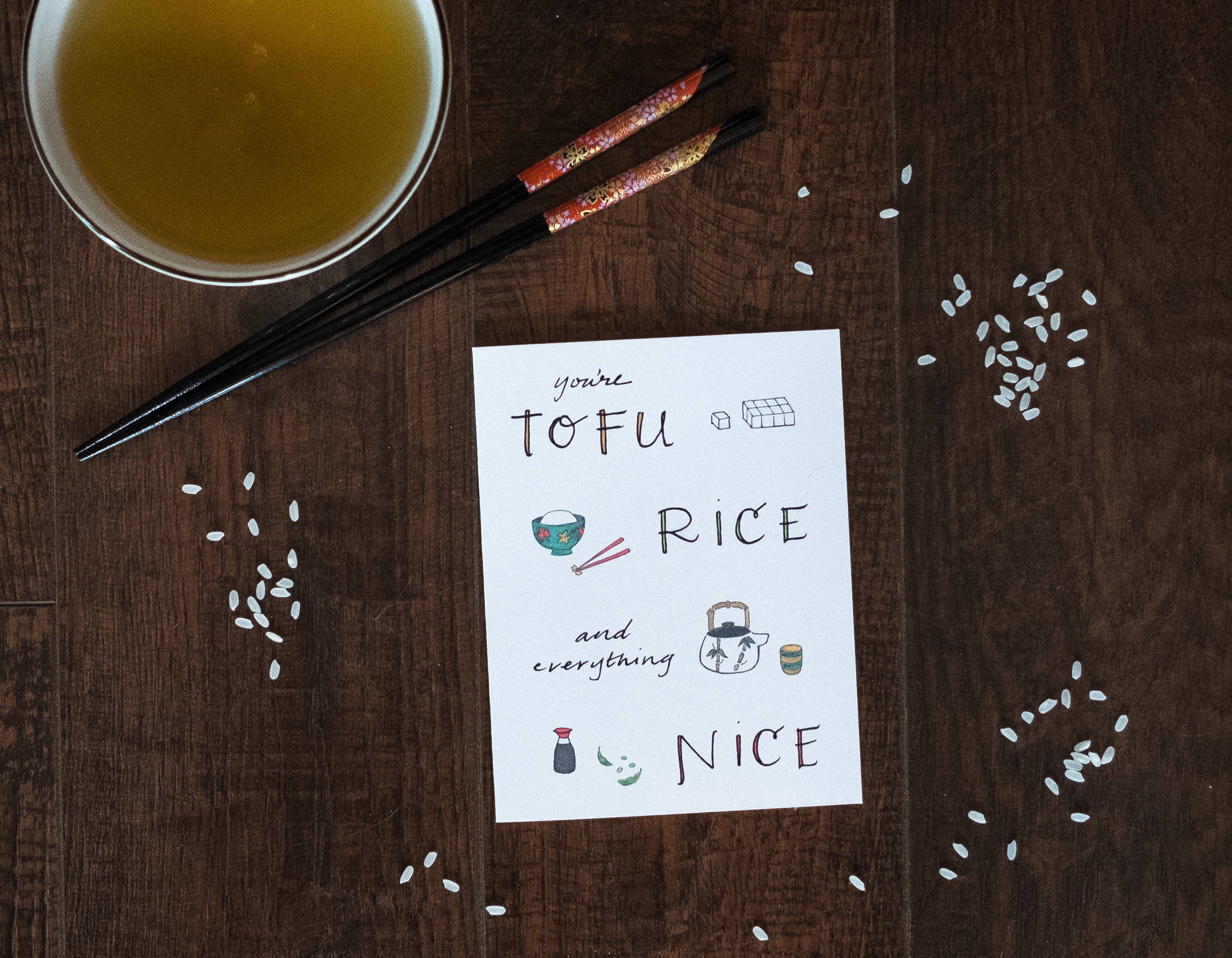 Lacelit | Stationery & Gifts by Kimberly Kuniko - Wholesale Friendship Card - Tofu, Rice, & Everything Nice | Friendship Card1
