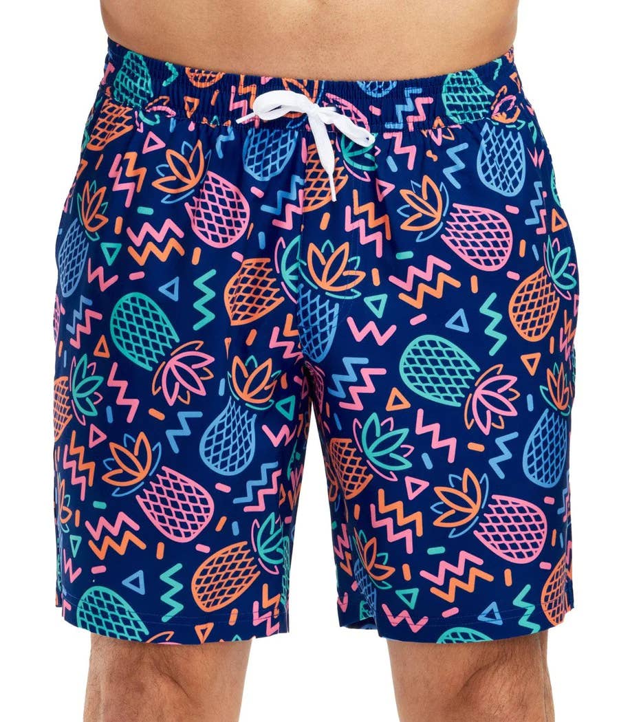 Tipsy Elves - Wholesale Swim Shorts - Men's - Party Pineapple 7.5" Stretch Swim Trunks - Men's Swim Shorts