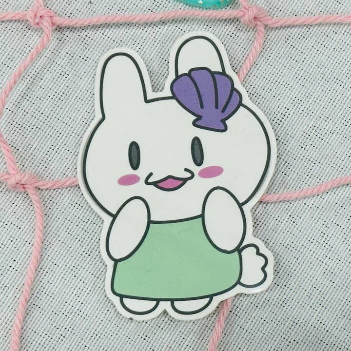 Seashell Bunny Vinyl Sticker for wholesale by Courtney Elizabeth Studio