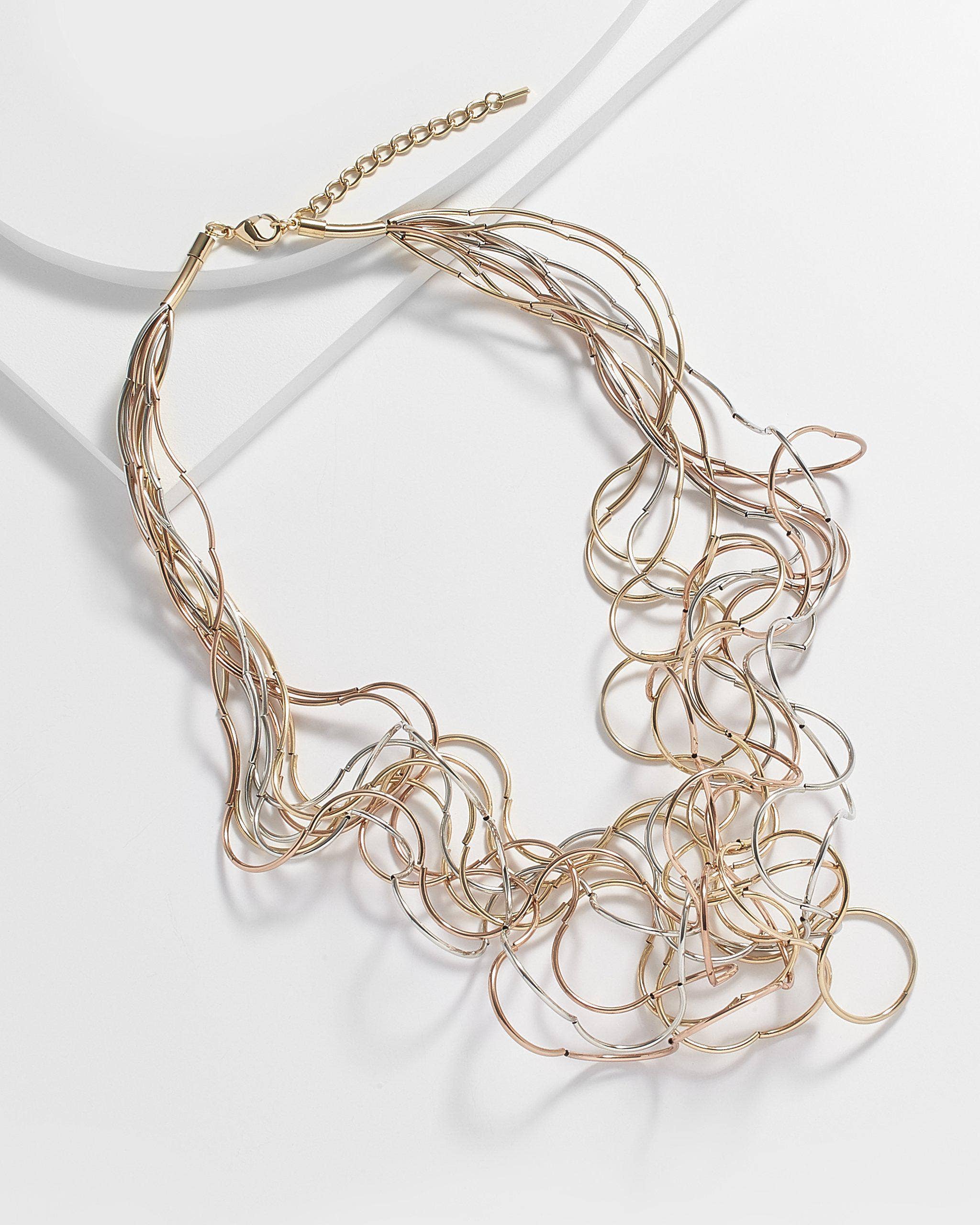 Kosa Jewels – wholesale Link & chain necklace – Angelica Multi Strand Swirly Tumbled Necklace5
