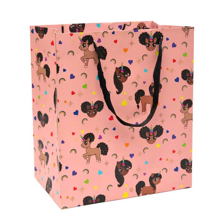 Gift Bag - Pink Signature Print Small Vertical for wholesale by YOUnicorn Kidz