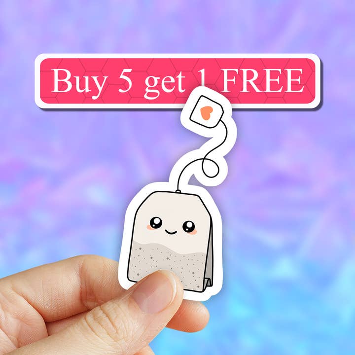 Cute Tea Bag Sticker, Tea Stickers, green tea decal, mug for wholesale by Neya Sticker Shop