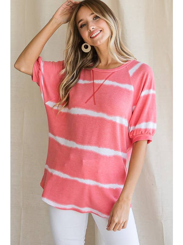 7th Ray – wholesale Tunika - Dam – Vardaglig Randig Batik Dam Tunika Topp T3978