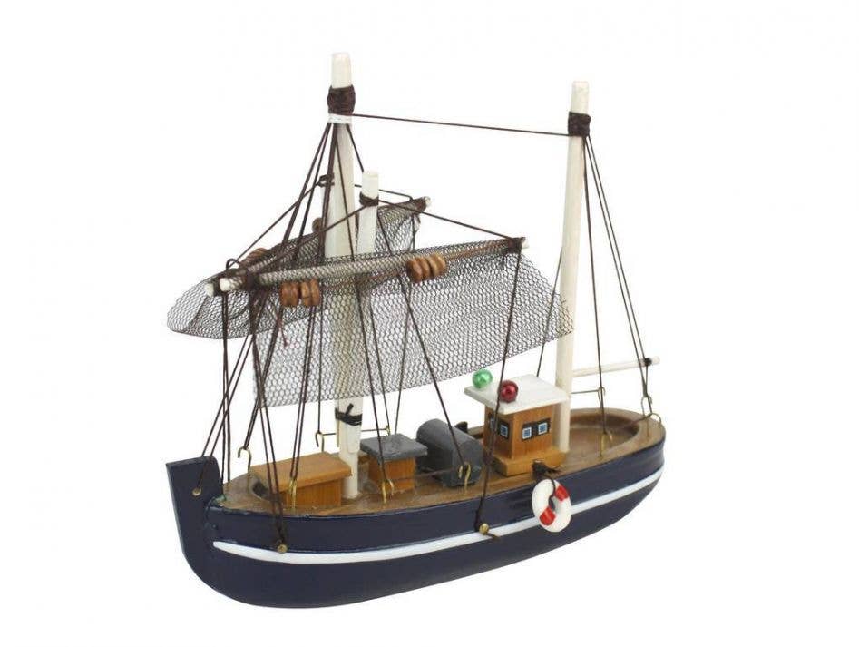 Hampton Nautical - Wholesale Decorative Tabletop Object - Fine Catch Model Fishing Boat 6"3