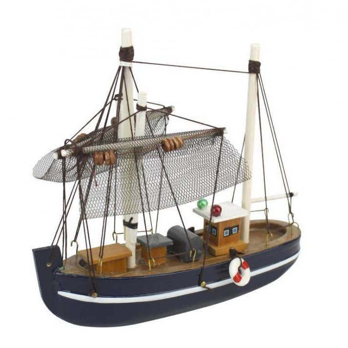 Hampton Nautical - Wholesale Decorative Tabletop Object - Fine Catch Model Fishing Boat 6"3