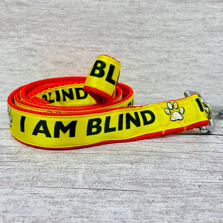 Dottie's Pet Boutique - Vendita all'ingrosso Collare - Cani - Blind Dog I AM BLIND DOG Nastro giallo fettuccia imbottita rossa2
