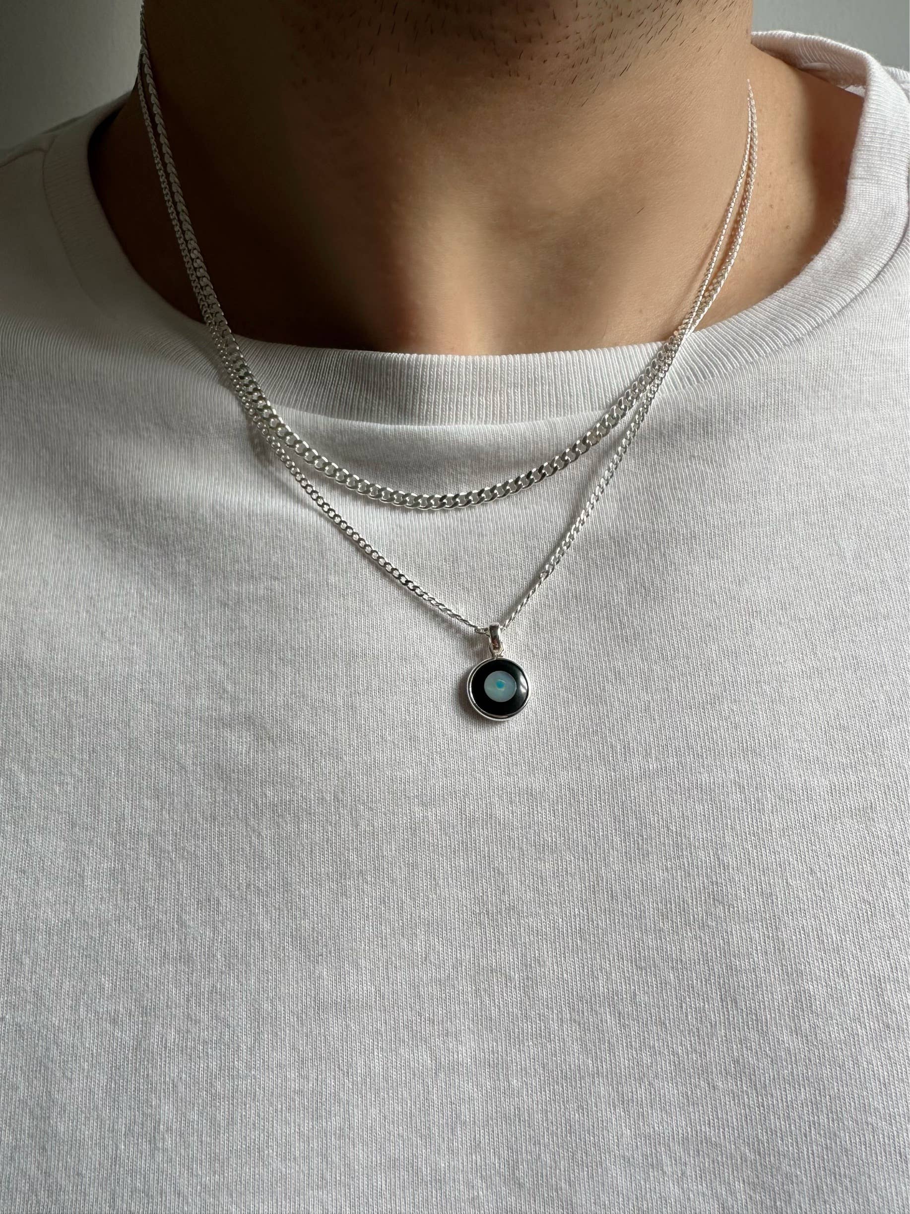 Christina Christi - Vente Bijou – homme - Collier Evil Eye en argent sterling pour homme, chaîne en argent pour homme4