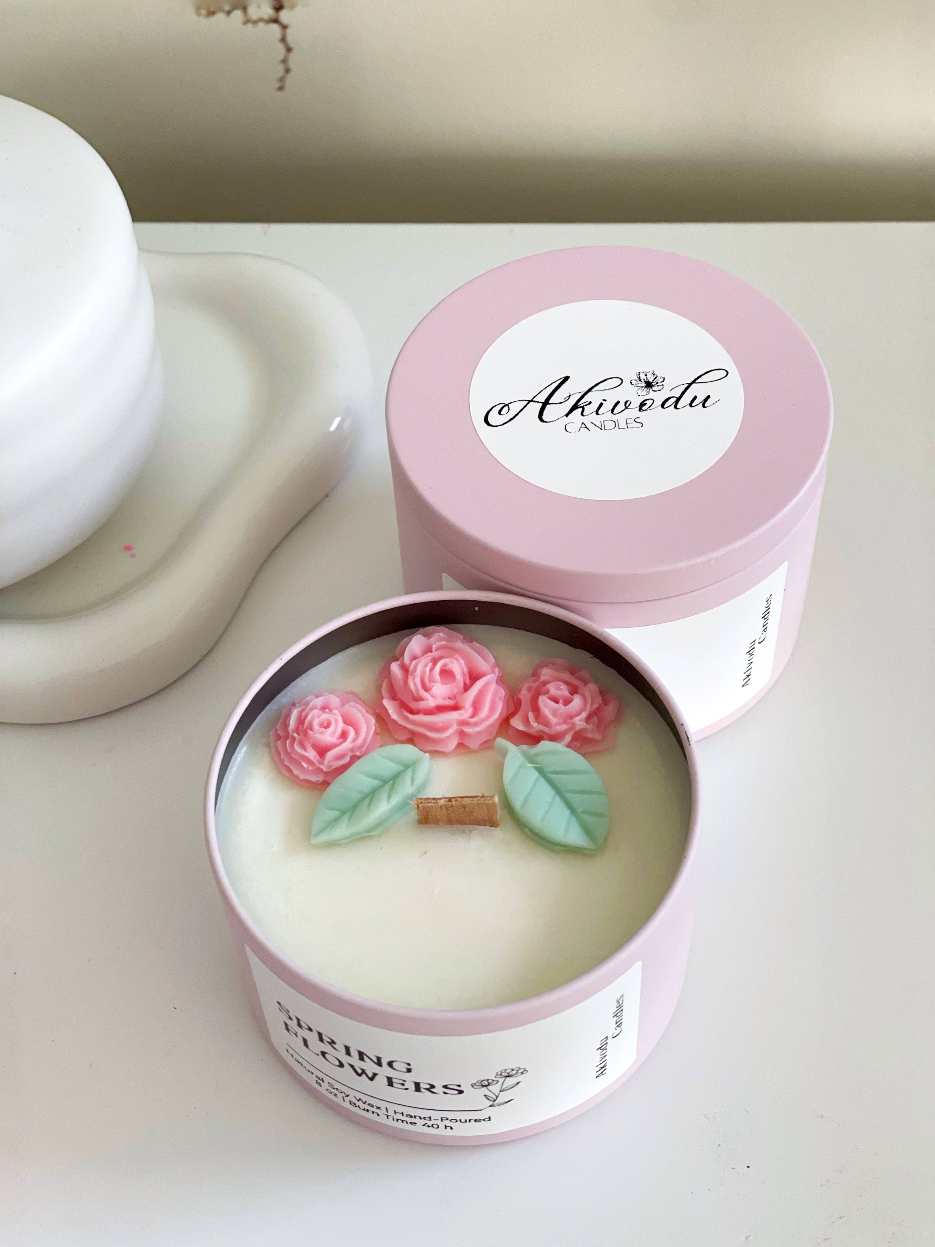 Akivodu Candles - Wholesale Travel Candles - Spring Flower Candle 8 oz - Multiple Scents6