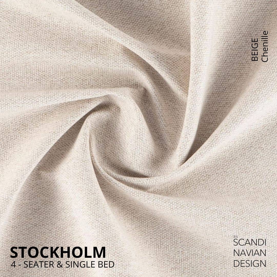 Stockholm 4-seater sofa/single bed Chenille Beige removable & washable cover for wholesale on Faire1