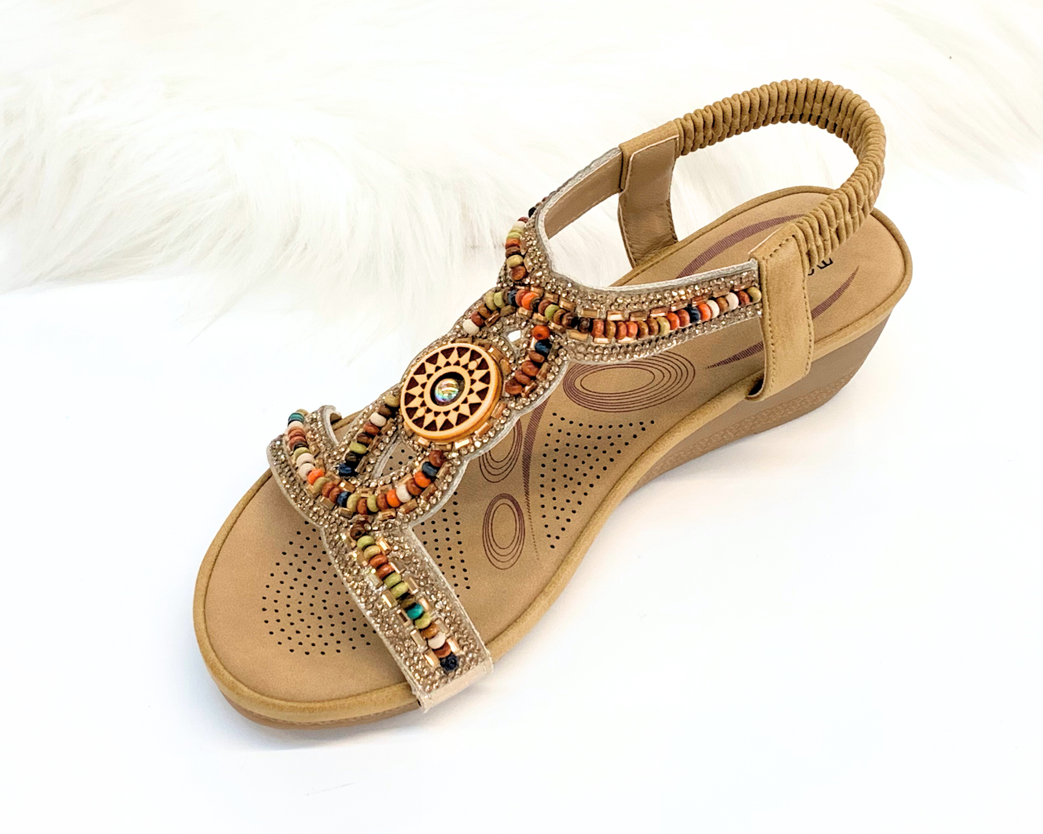 Top Staka – Großhandel Sandalen – Damen – Top Staka Damen Sandalen mit Perlen, elastisch, Slingback, flach5