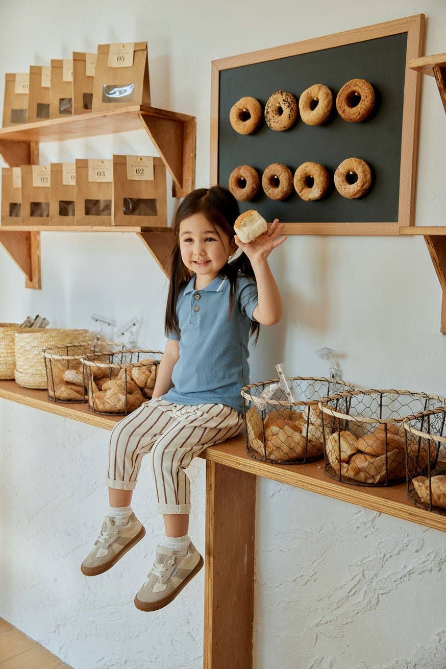 Norsu Organic - Wholesale Pants - Baby - Baby Relaxed Tapered Pant-Brown Stripes1