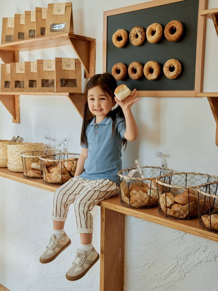 Norsu Organic - Wholesale Pants - Baby - Baby Relaxed Tapered Pant-Brown Stripes1