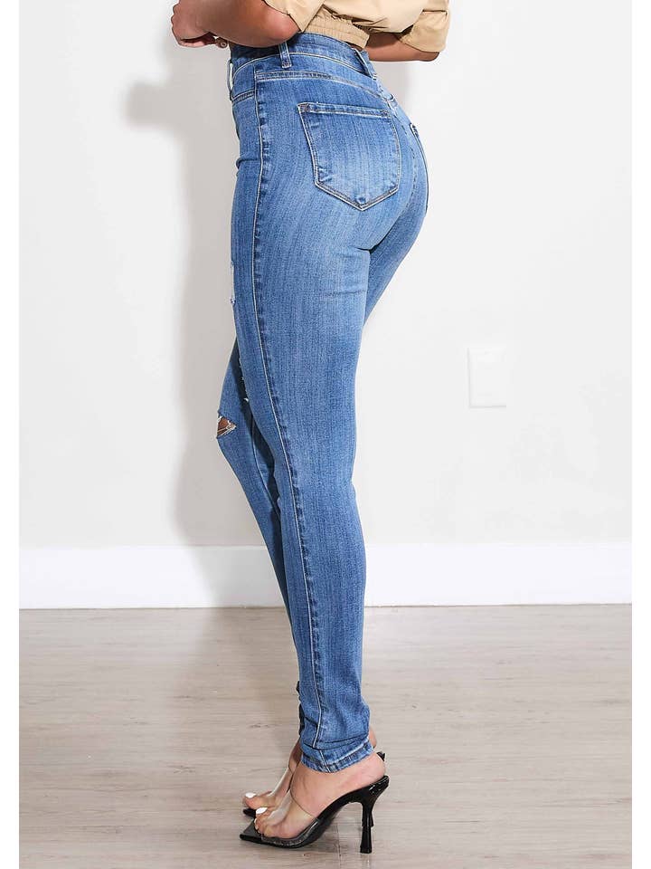Medium Stone Love Language Skinny Jeans for wholesale on Faire1