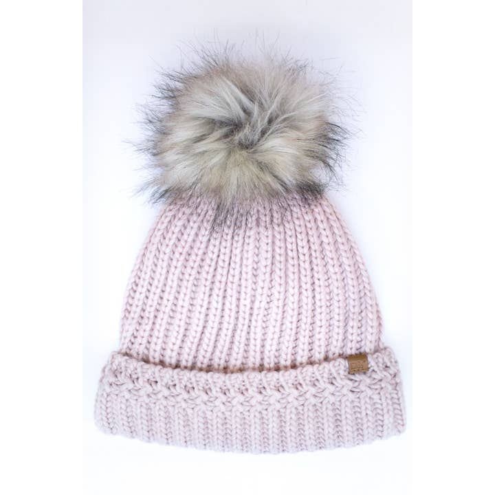 Suzie Q USA - Vendita all'ingrosso Berretto - Donna - Berretto in maglia con pompon in pelliccia sintetica3