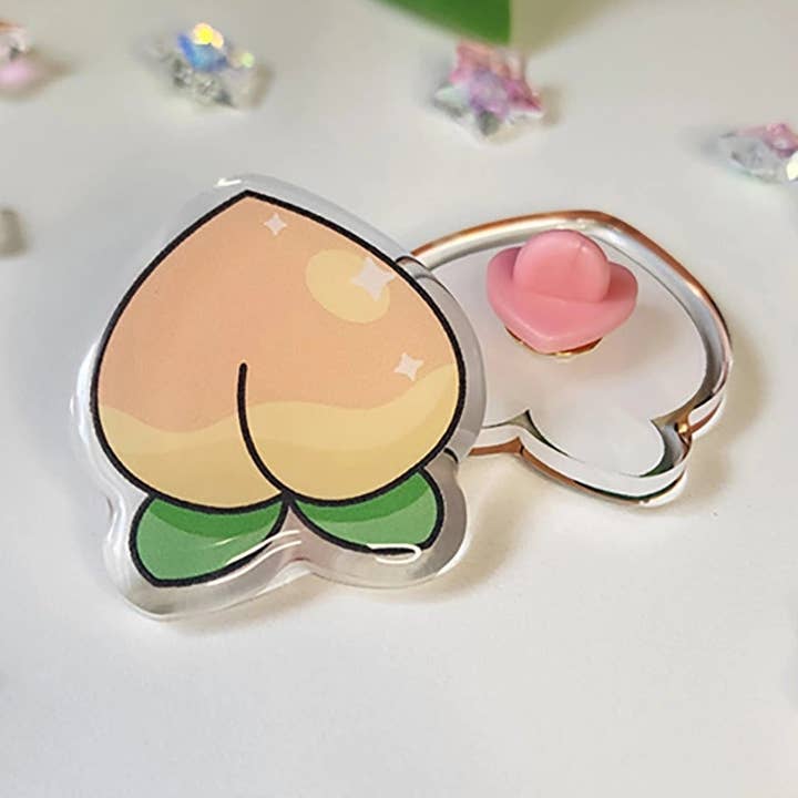 Peach Acrylic Pin (Animal Crossing Inspired) for wholesale by Teddymuffs Designs