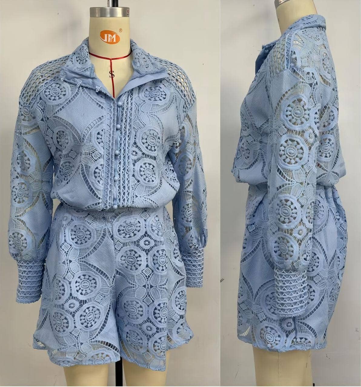 Rosa Clothing - Wholesale Top & Short Set (NOT Loungewear) - Women's - Cut out lace boho shirt top shorts sets2