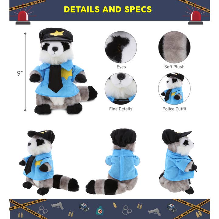 Cota Global - Wholesale Stuffed/Plush Toy - Kids & Baby - Plush Police - Super Soft Plush - Raccoon2