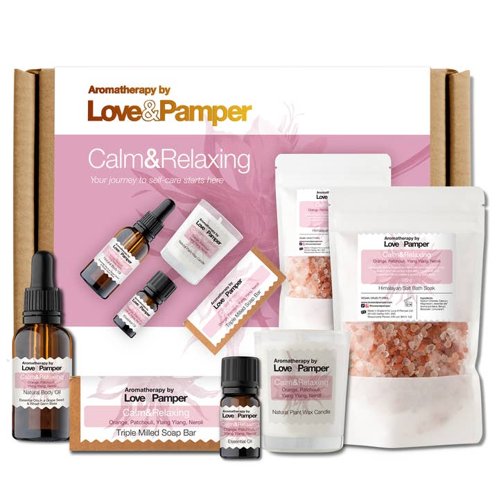 CALM and RELAXING SUSTAINABLE Aromatherapy Pampering Gift Set For Women for wholesale by loveandpamper