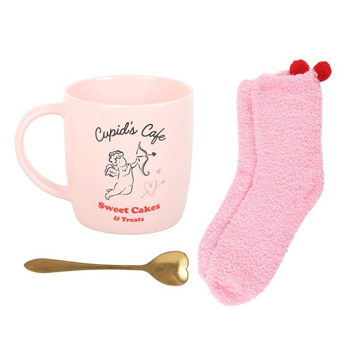 Something Different Wholesale - Vente Tasse à café - Ensemble Tasse, Cuillère et Chaussettes Cupid's Café3