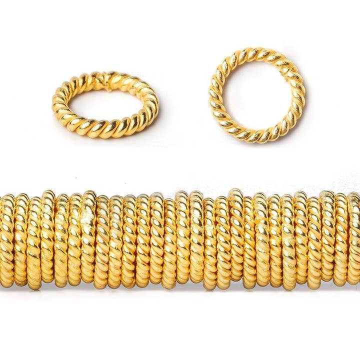 Anillo de salto torcido de cobre chapado en oro de 22 quilates, 8 mm, 8 pulgadas, 140 piezas para venta al por mayor de Beads of Cambay