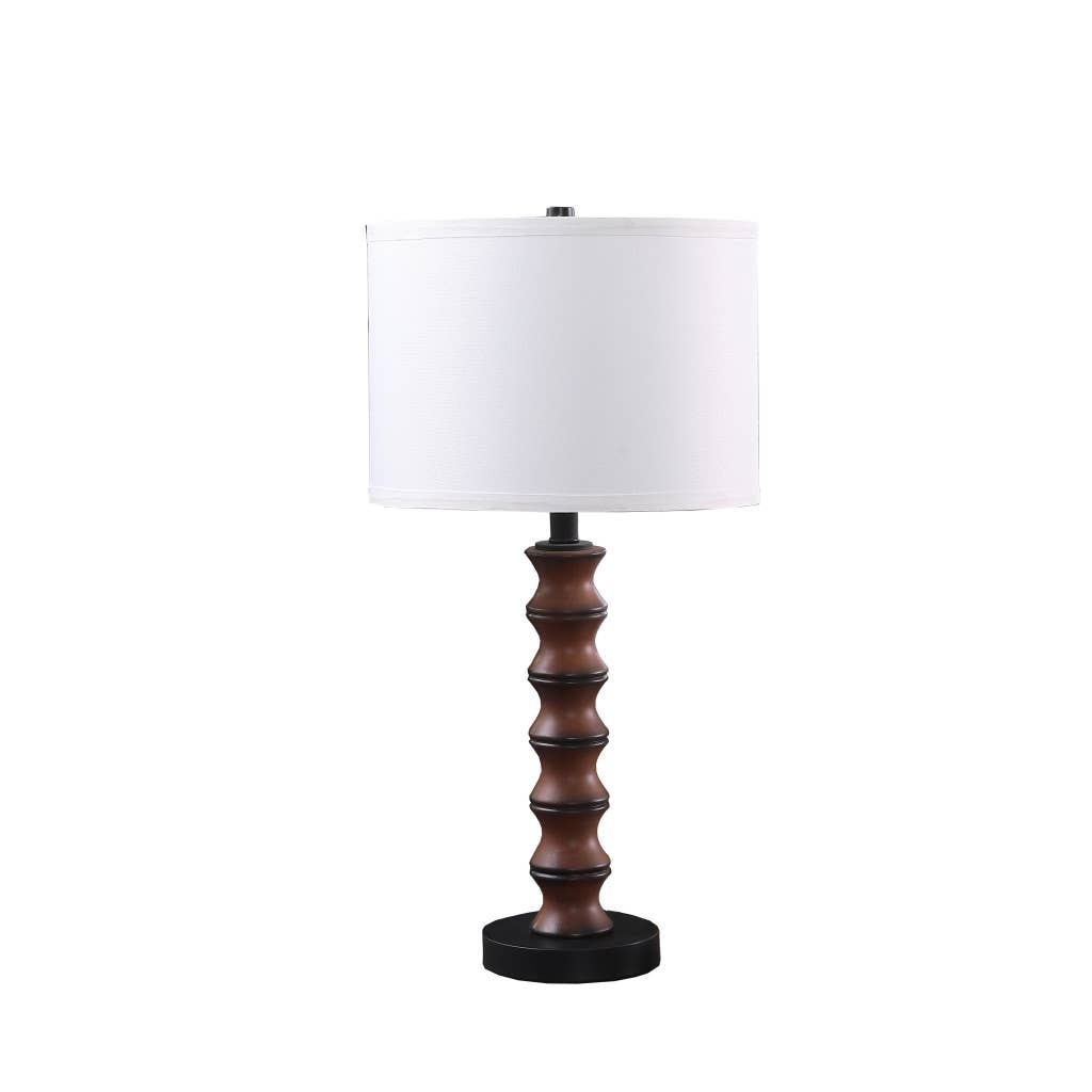 HomeRoots - Wholesale Accent/Desk Lamp - 28"Dark Cherry Polyresin Indents Table Lamp With White Shade0
