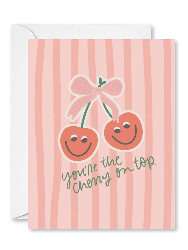 Cherry On Top Greeting Sticker Card for wholesale by Created By Christine