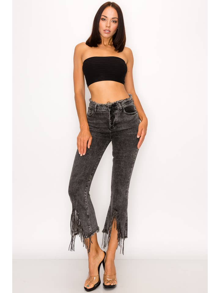 Blue B - Wholesale Jeans - Women's - 1365P - RHINESTONE FRINGE DENIM PANTS20