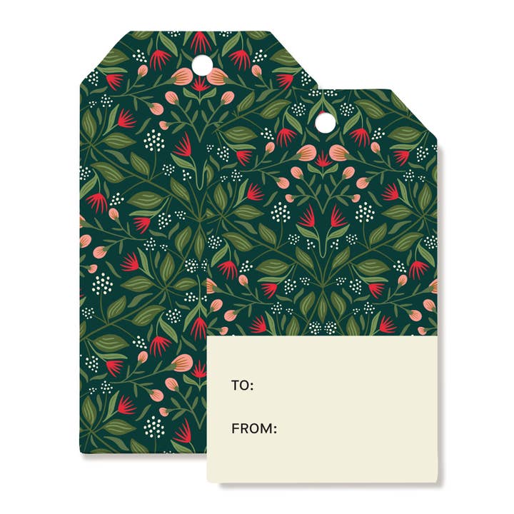 Camden Winter Gift Tags – Holiday Floral Pattern (Set of 8) for wholesale by Rebecca Jane Woolbright