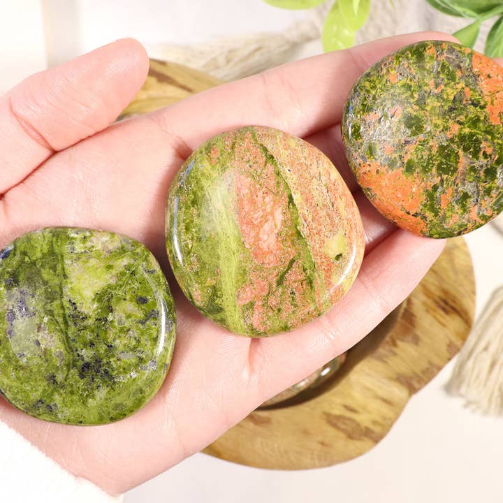 Natures Artifacts Inc - Wholesale Spiritual Stone/Crystal - Unakite Worry Stone - Unakite Thumb Stones1