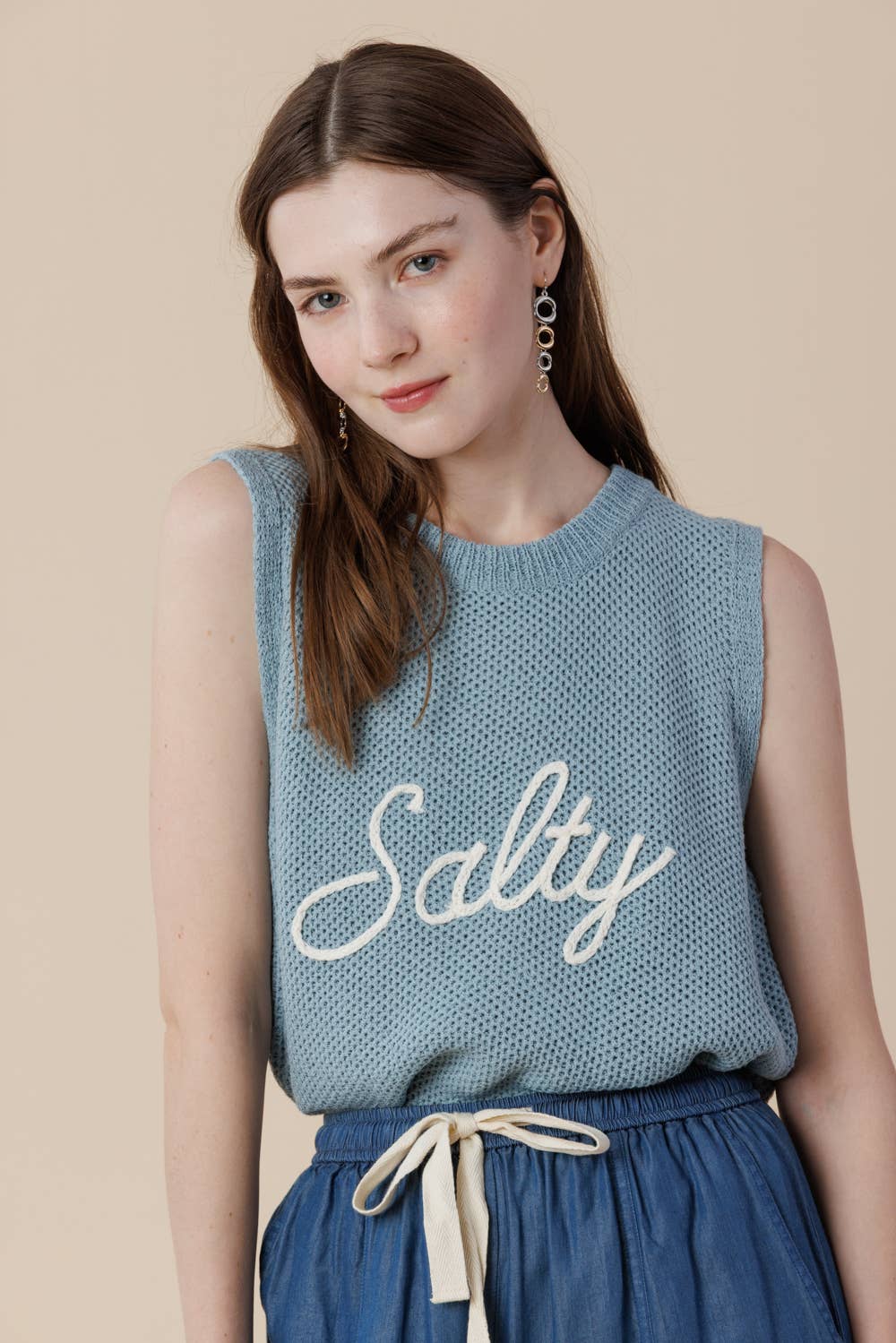 A & SHE – Großhandel T-Shirt – Damen – Salty Strickpullover-Top – Ärmellose Sommerweste1