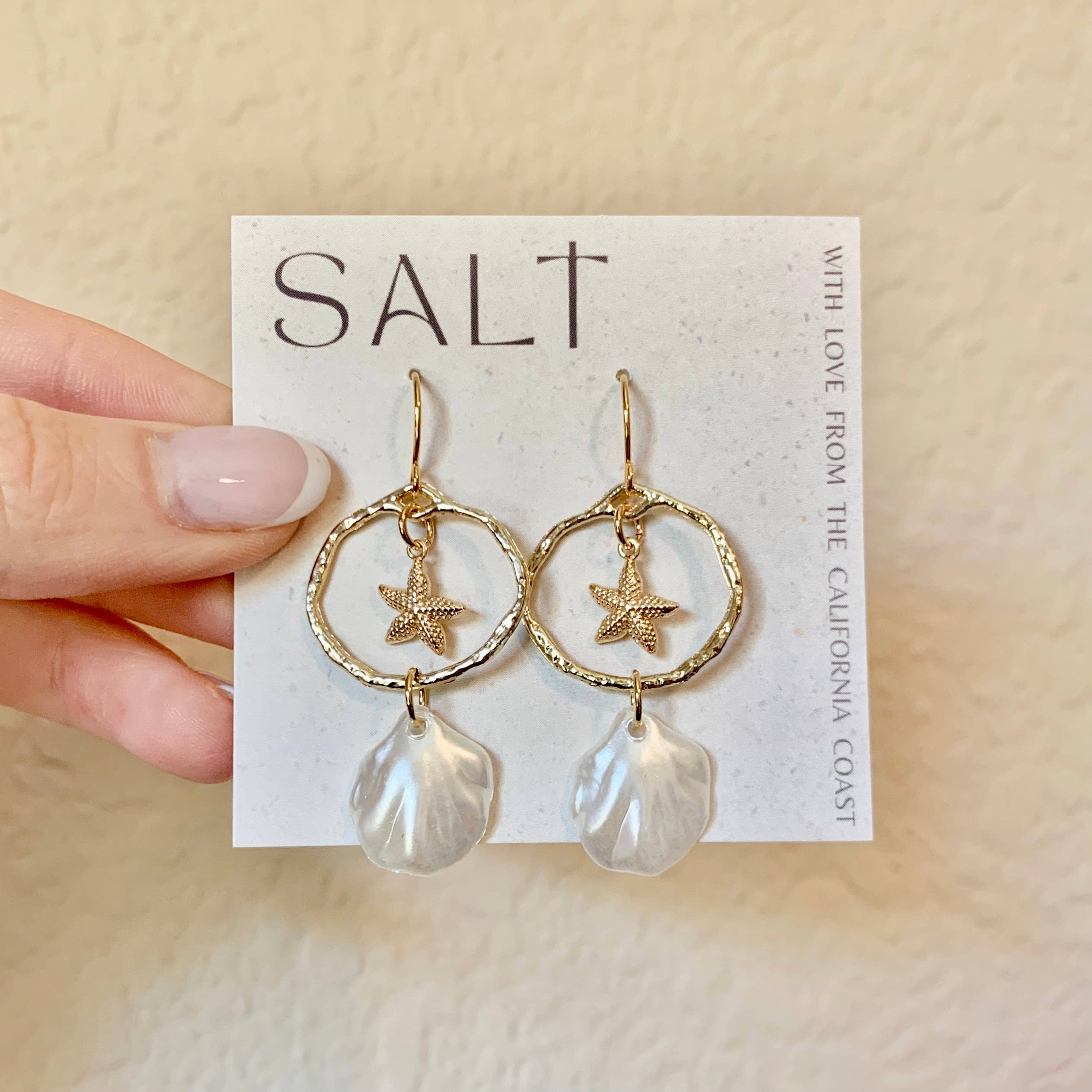 SALT by Sarah Curtis - Wholesale Dangle Earrings - SEASHELL & STARFISH HOOP EARRINGS│gold | coastal jewelry2
