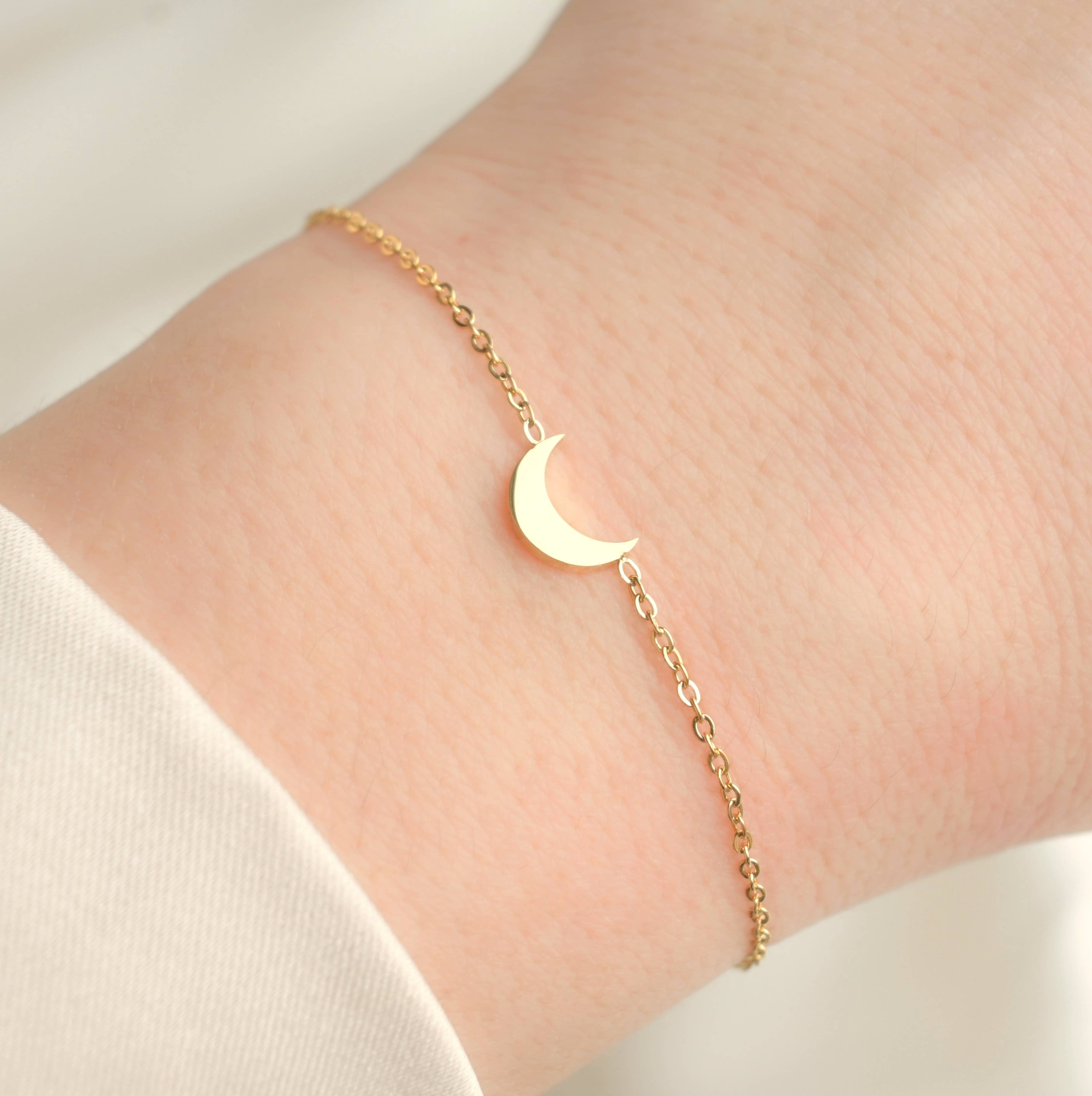 Blueyejewelry – Engroshandel Armbånd med vedhæng – Månestjerne armbånd - 18K guld PVD belagt stjerne armbånd0