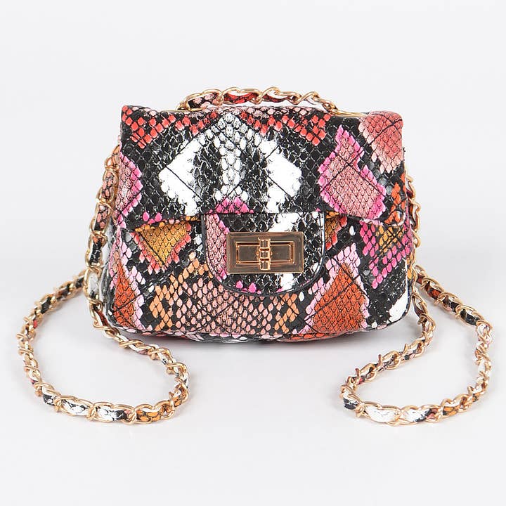 3AM BY H&D ACCESSORIES - Vente Sac à bandoulière – femme - Mini sac matelassé effet peau de serpent multicolore5