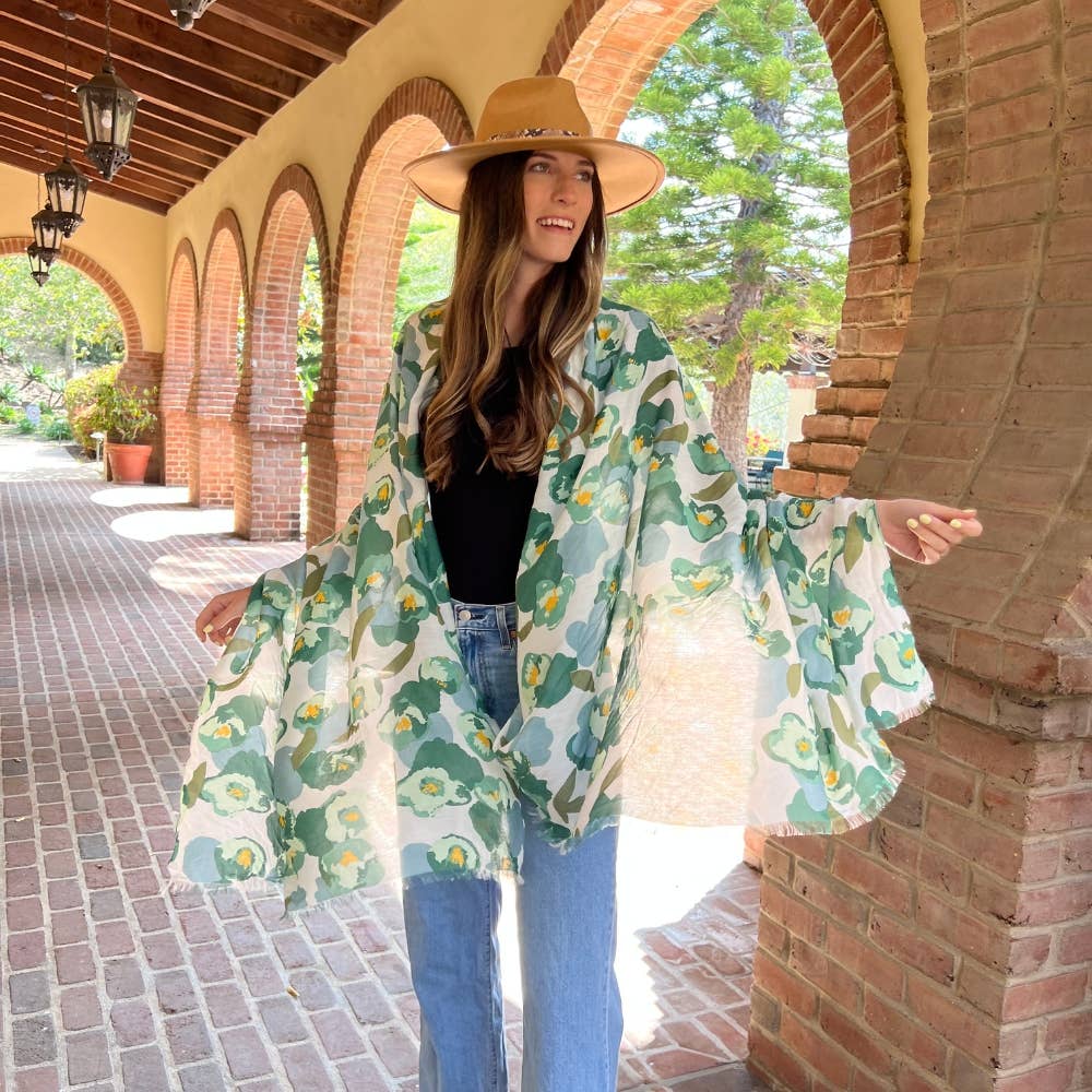 Humble Hilo – Cachecol - Mulher por atacado – Lenço Humble Hilo com arte de papoulas vetoriais13