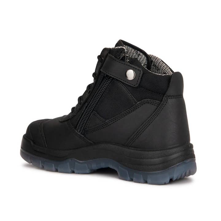 Rock Rooster Footwear - Wholesale Boots - Unisex - ROCKROOSTER Crisson Black 6 inch Zip sided Steel Toe Leather Work Boots AK050BK1