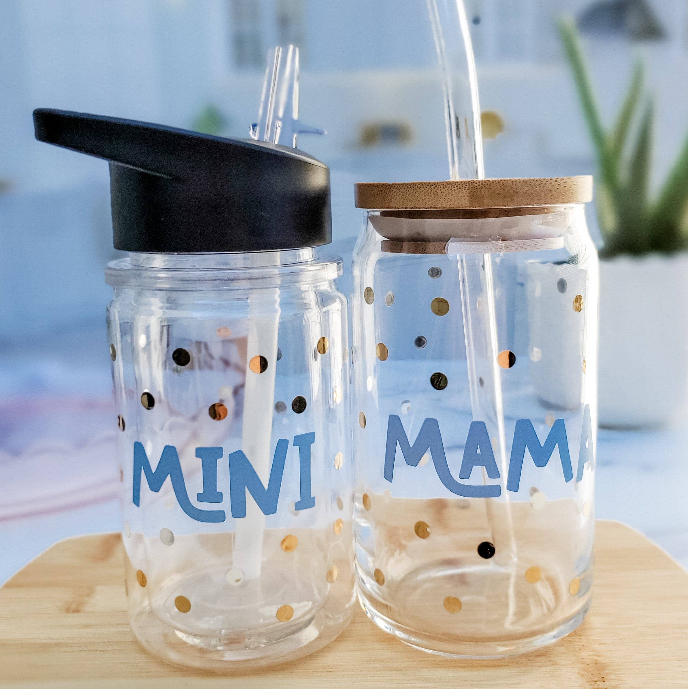 Salt and Sparkle – wholesale Drinking glass/cup – Mama and Mini Matching Clear Tumbler Set0