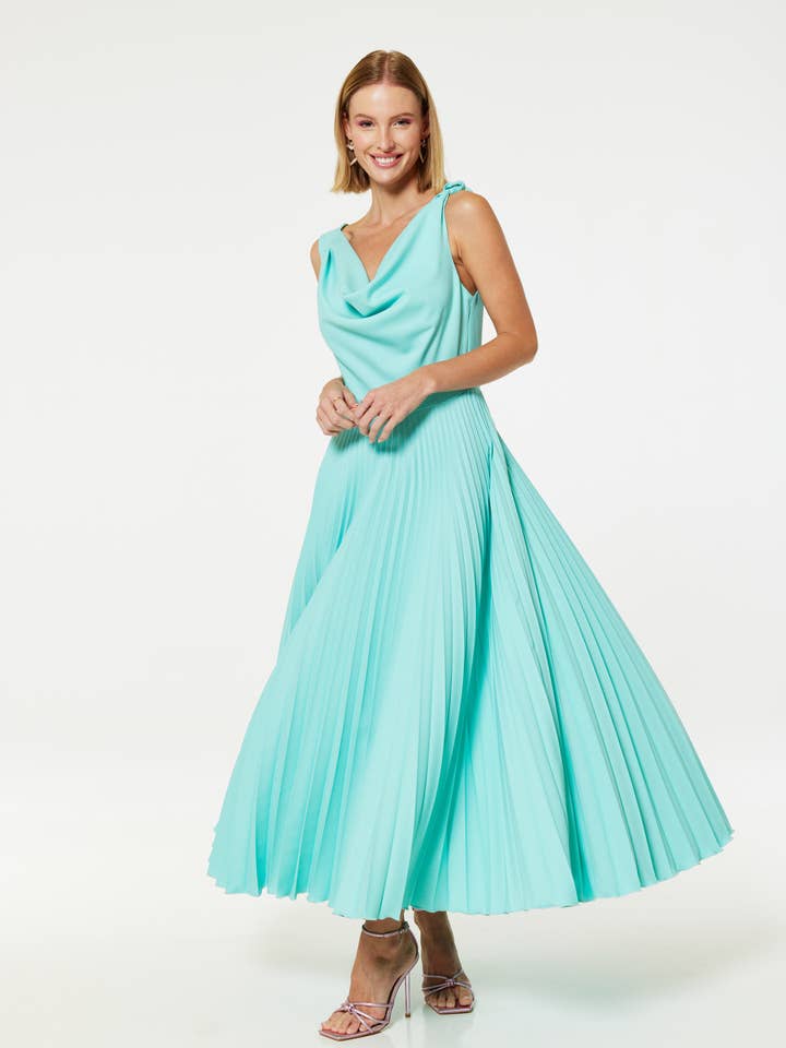 Closet London Cowl Pleated Dress D10285 for wholesale by Closet London