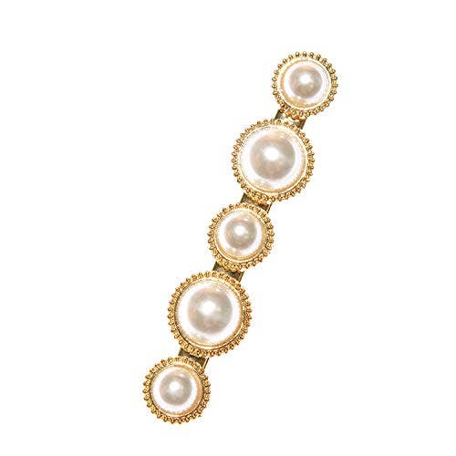 Caravan Salon Clip Decorated with Muliple Size Pearl Bead In Gold Plate for wholesale by CARAVAN J NAHON IMPORT