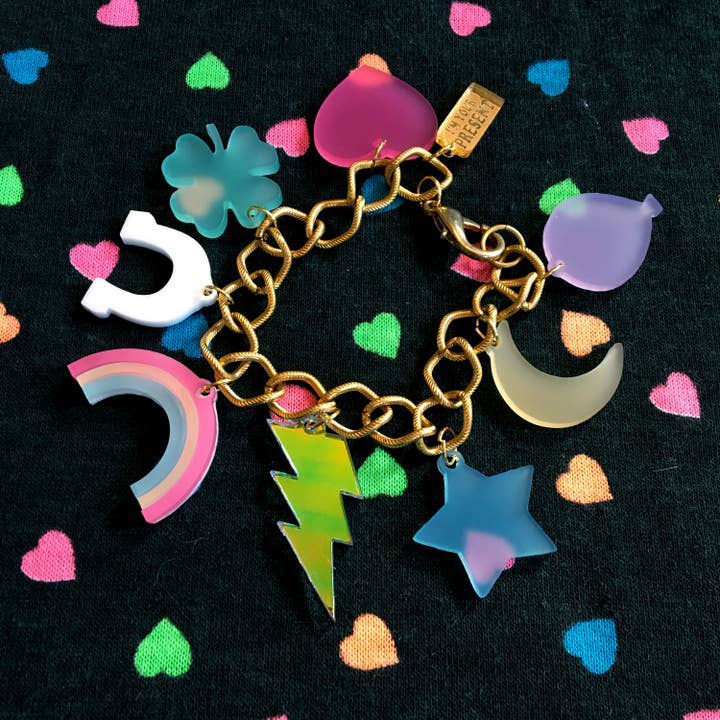 Pastel Lucky Charms Charm Bracelet, Laser Cut Acrylic, Plastic Jewelry for wholesale by I'm Your Present