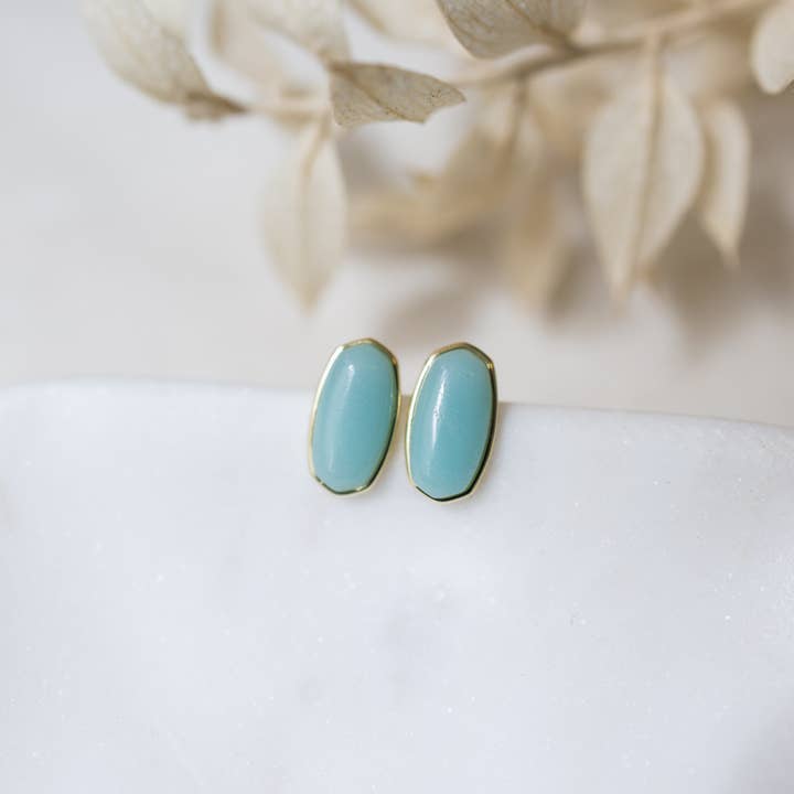 Lyra Studs-amazonite for wholesale by Glee Jewelry