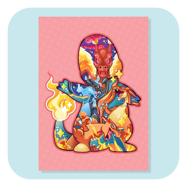 Impression de Silhouettes magiques Charmander A4 pour la vente par Gilles Bone Illustrations